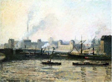 ルーアンの霧のサン・セヴァー橋 1896年 カミーユ・ピサロ 風景 小川 Oil Paintings